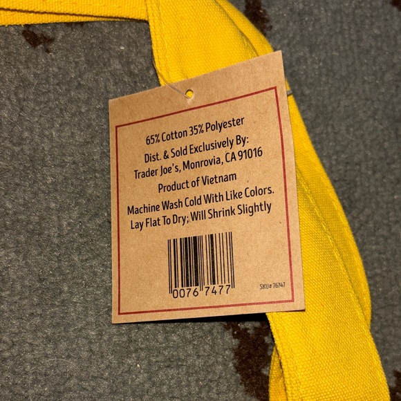 Trader Joe's Yellow and White Canvas Tote Bag - Picture 3 of 7